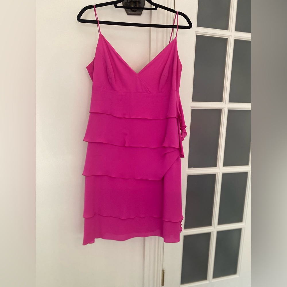 Escada dress pink fuchsia spaghetti straps 42